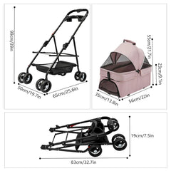 Foldable Pet Travel Bag with 4 Wheels
