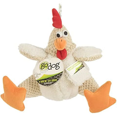 goDog Checkers Fat Rooster Squeaky Plush Dog Toy - Large