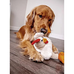 goDog Checkers Fat Rooster Squeaky Plush Dog Toy - Large