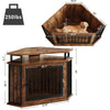 51" Corner Wooden Dog Crate Furniture - 2-Tier Shelves