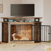 51" Corner Wooden Dog Crate Furniture - 2-Tier Shelves