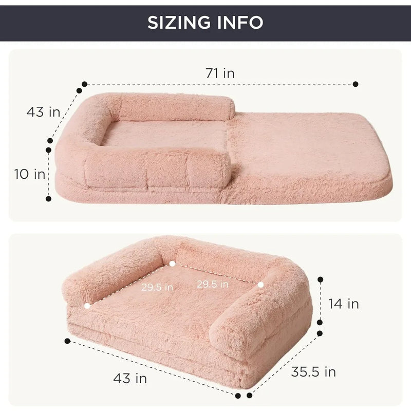 Foldable Human Dog Bed for Adults - 2 in 1 Calming Dog Bed