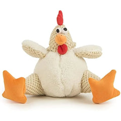goDog Checkers Fat Rooster Squeaky Plush Dog Toy - Large