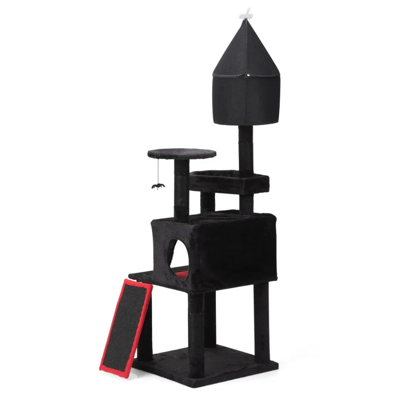 64" Gothic Cat Tree with Coffin Bed