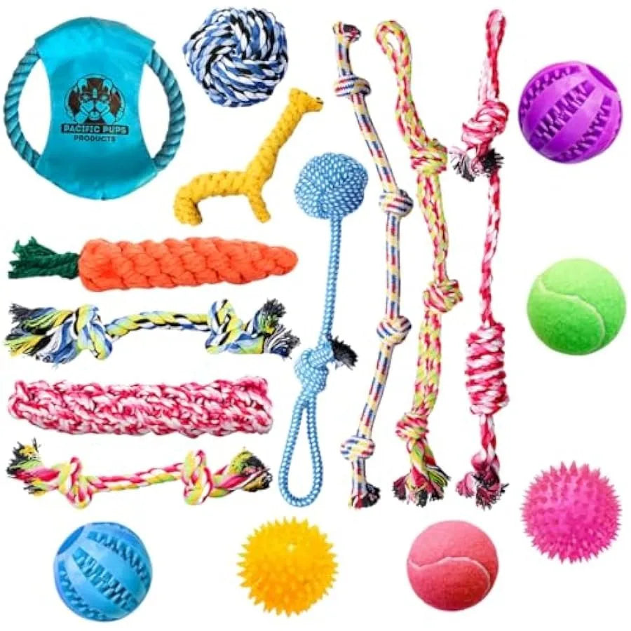 Pacific Pups 17-Piece Dog Toy Bundle