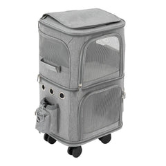 Cat Carrier Double-Compartment with Wheels