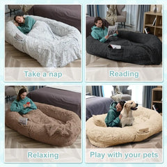 Human Dog Bed - Washable Faux Fur Orthopedic Napping Bed