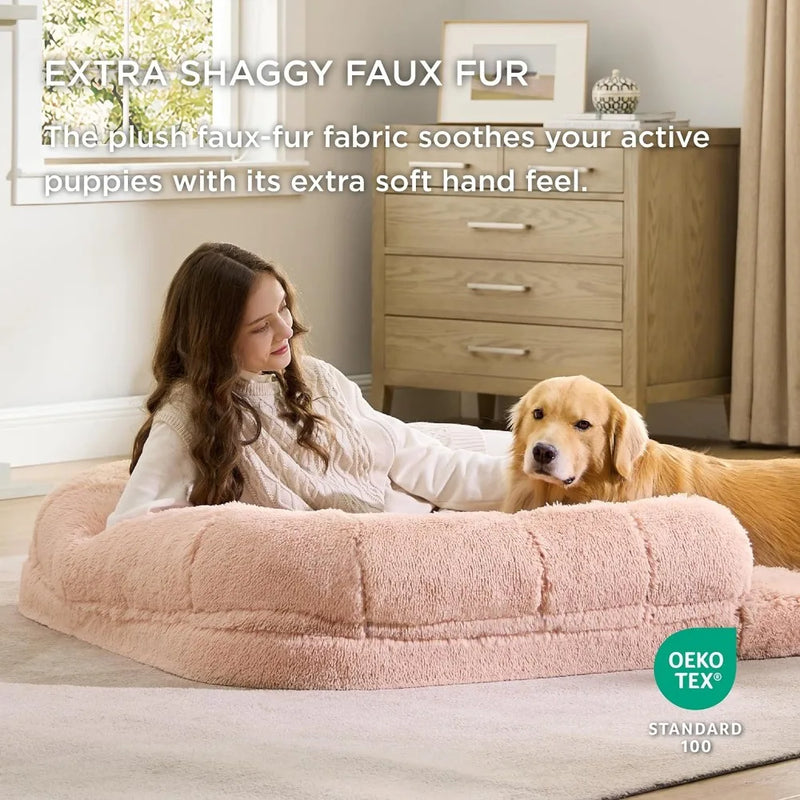 Foldable Human Dog Bed for Adults - 2 in 1 Calming Dog Bed
