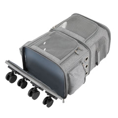Cat Carrier Double-Compartment with Wheels