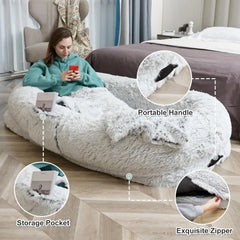 Human Dog Bed - Washable Faux Fur Orthopedic Napping Bed