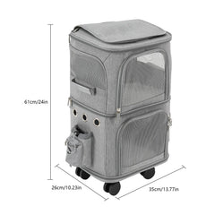 Cat Carrier Double-Compartment with Wheels
