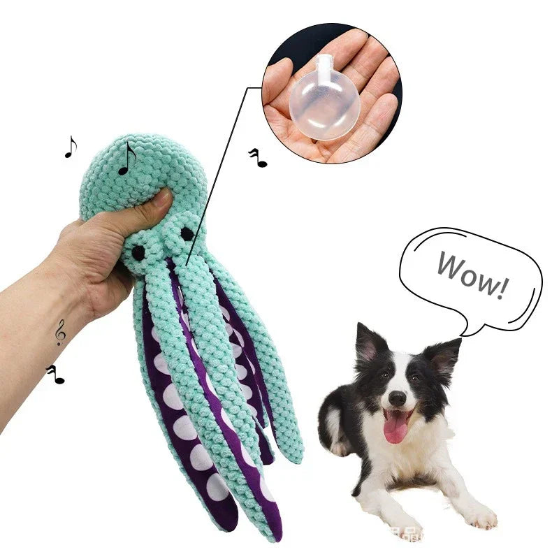 Interactive Plush Octopus Dog Toy with Sound
