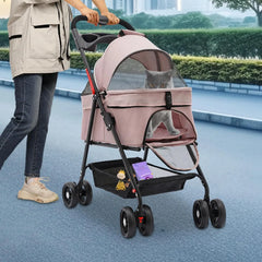 Foldable Pet Travel Bag with 4 Wheels
