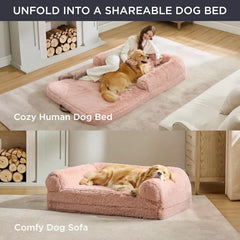 Foldable Human Dog Bed for Adults - 2 in 1 Calming Dog Bed