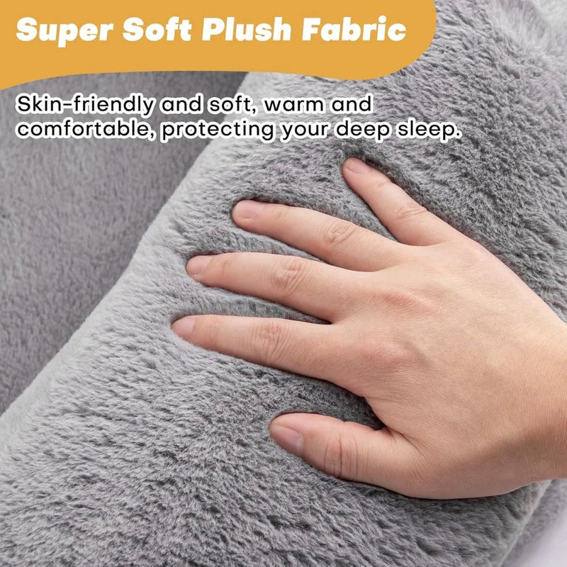 Extra Large Human Dog Bed - 72"×48"×10" with Blanket & Side Pocket