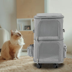 Cat Carrier Double-Compartment with Wheels